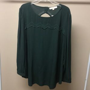 Loft plus sz 20 emerald green long sleeve blouse